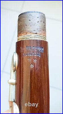 1890's Josef Raucher Munich Viennese Cocobolo Wooden 11-Keyed German Flute