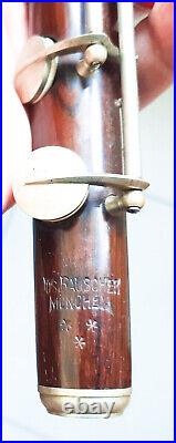 1890's Josef Raucher Munich Viennese Cocobolo Wooden 11-Keyed German Flute