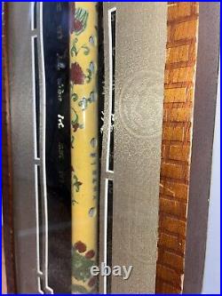 Antique Hand Painted Asian Musical Instrument Flute wood framed