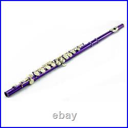 Brand New Band Approved Purple/Gold C Foot Flute With Case Bag Band Approved