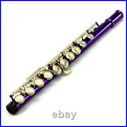 Brand New Band Approved Purple/Gold C Foot Flute With Case Bag Band Approved