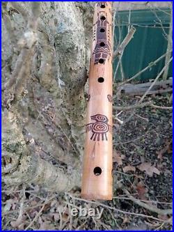 Cherry native american style Thunderbird flute key of A walnut bear totem 432