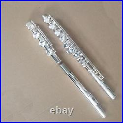 Excellent Flute with Case 17 Open French Silvering Band