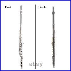 Glarry 16 Keys C Cupronickel Flute Closed Hole Separated E Key Beginners Silver