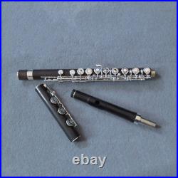 Handmade Professional Ebony Wood Flute 17 Hole Silver Key B Foot withCase 2024 NEW