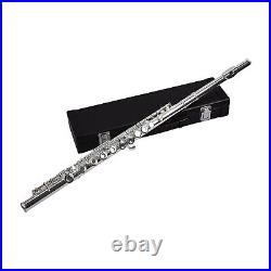 Musical Instrumental Metal Flute with Silver Plated Case musical instrumental