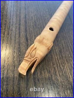 Native American Style Playable Wooden Flute Hand Carved Eagle Face