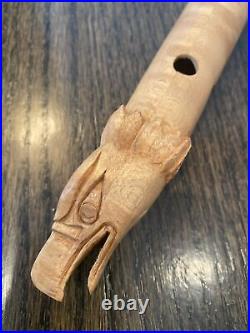 Native American Style Playable Wooden Flute Hand Carved Eagle Face