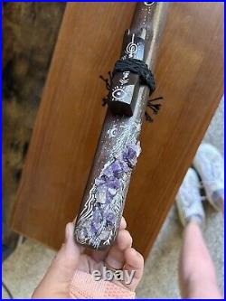 One Of The Kind The Path Native American Style Flute 17' / Amethyst Stone