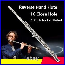 Professional Left Hand 16 Close Hole C Flute Nickel Plated withWood Case 2024 NEW