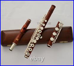 Professional Rose Wooden Silver C# Trill Flute European Headjoint Wood Case NEW