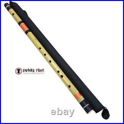 Scale E Bass 30'' Inches Polished Bamboo Bansuri Flute With Carry Bag