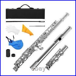 Western Concert Flute Nicke Plated 16 Hole C Key Woodwind Instrument